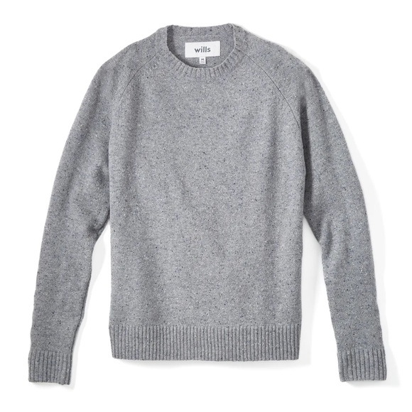 Men’s Wills Speckled 100% Merino Wool Crewneck Sweater - Grey - Picture 1 of 2